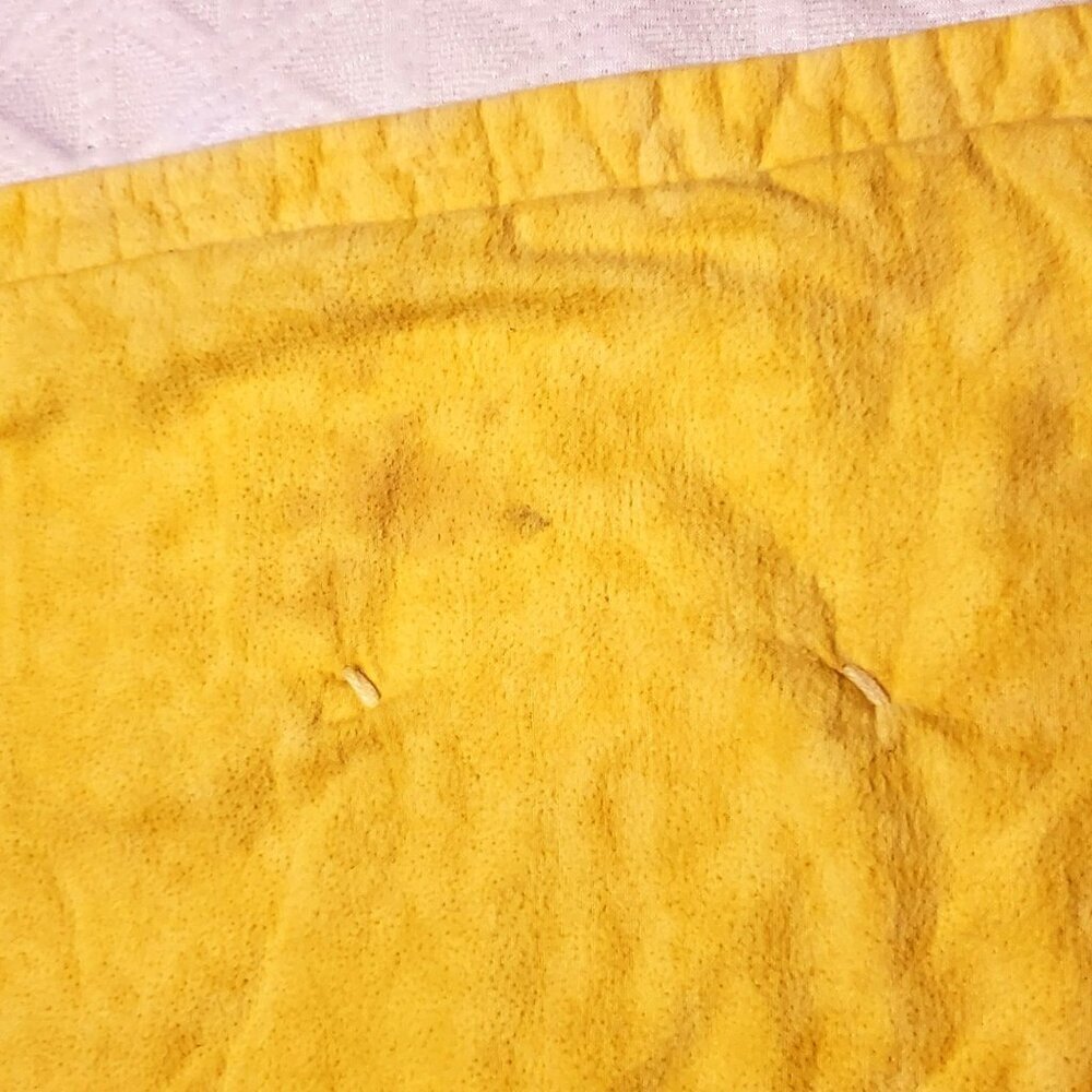 VTG Quilted Patchwork Baby Crib Blanket Yellow & Cute Cat Design 51" x 45" - Picture 6 of 10